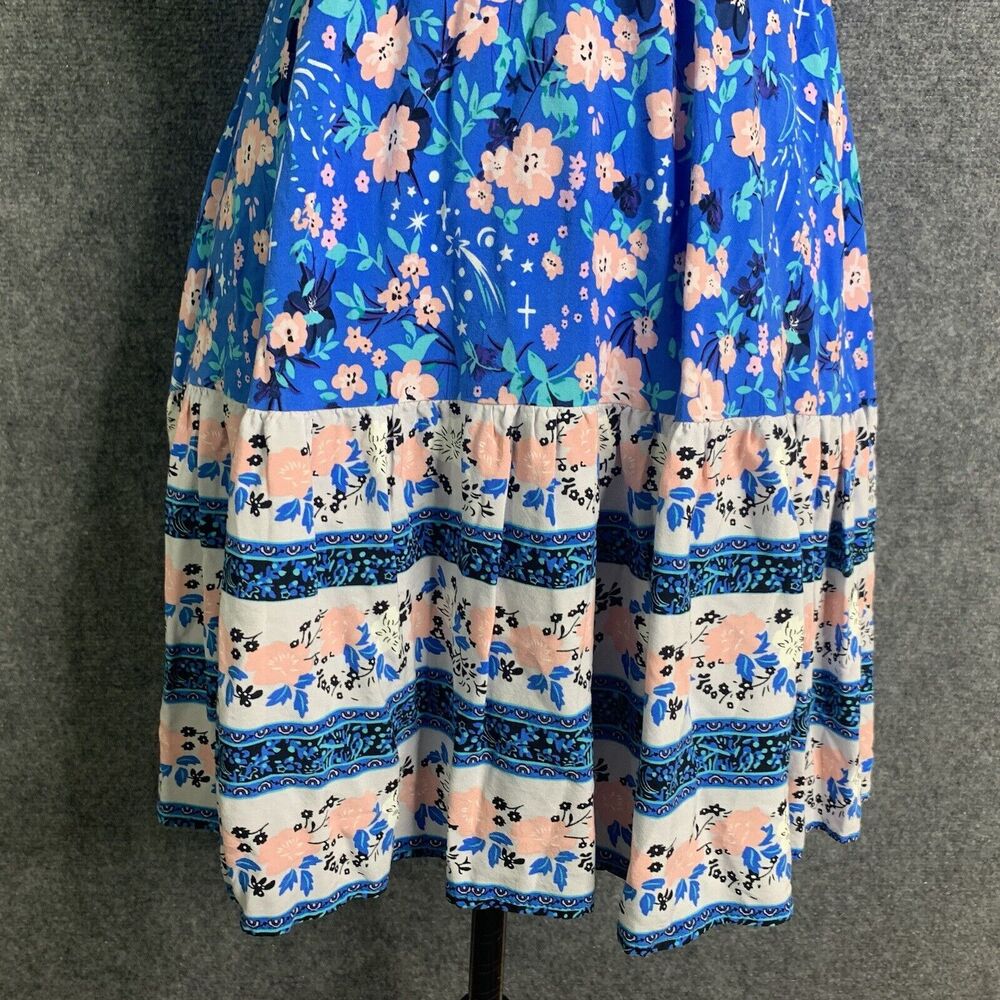 Unbranded Floral Strappy Sun Dress XS Blue Pink Open Tie Back Elastic Pullon - Picture 4 of 9